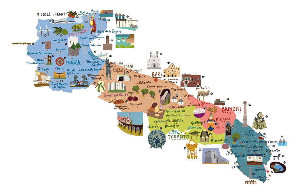 Puglia Map - Places and Specialties